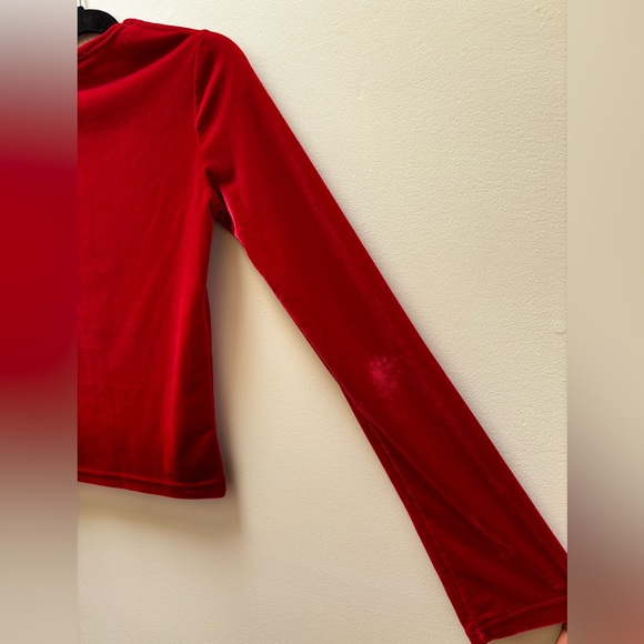 Red velour long sleeve top y2k - Picture 10 of 10
